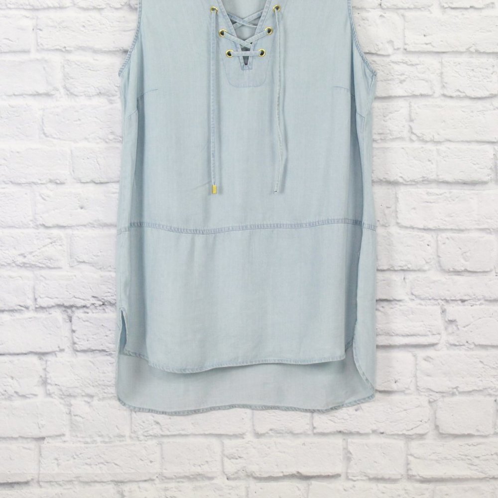 ELLEN TRACY Blue Lace-up Loose Fit Tank Top Size M - Picture 3 of 9